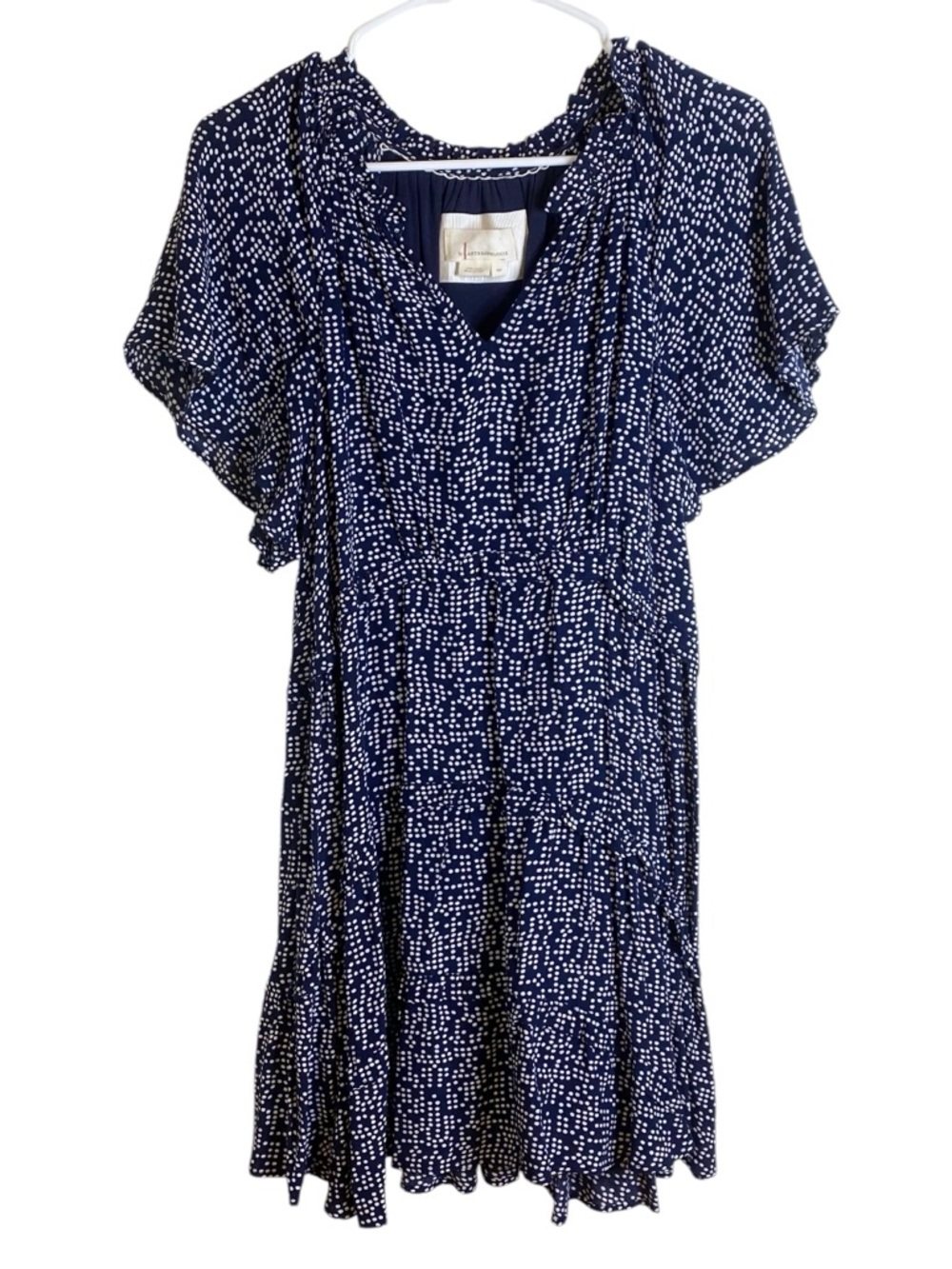 Anthropologie Midi Navy White Summer Dress Women’s size M